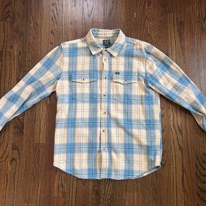Casual Blue and Cream Plaid Men's Shirt